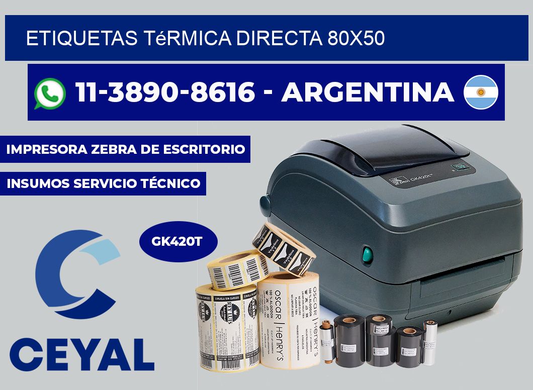 etiquetas térmica directa 80X50