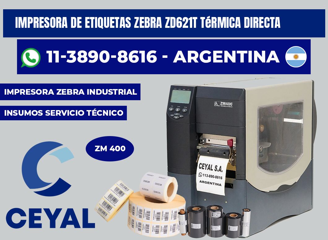 impresora de etiquetas zebra ZD621T térmica directa