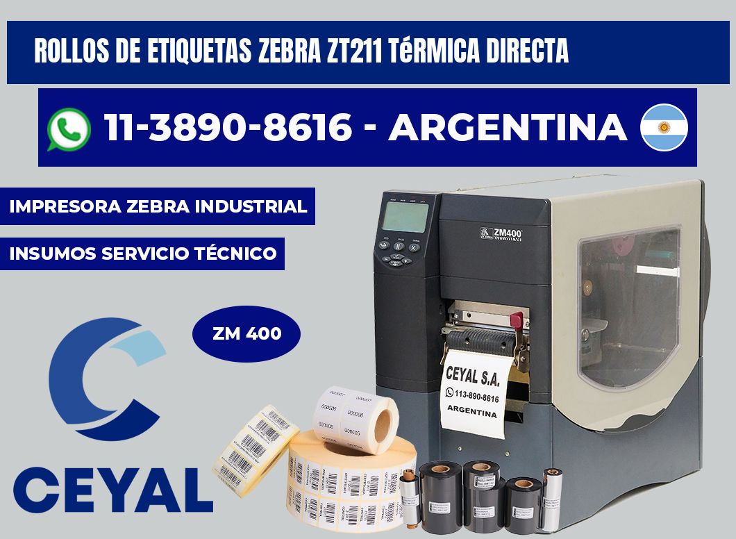 rollos de etiquetas zebra ZT211 térmica directa