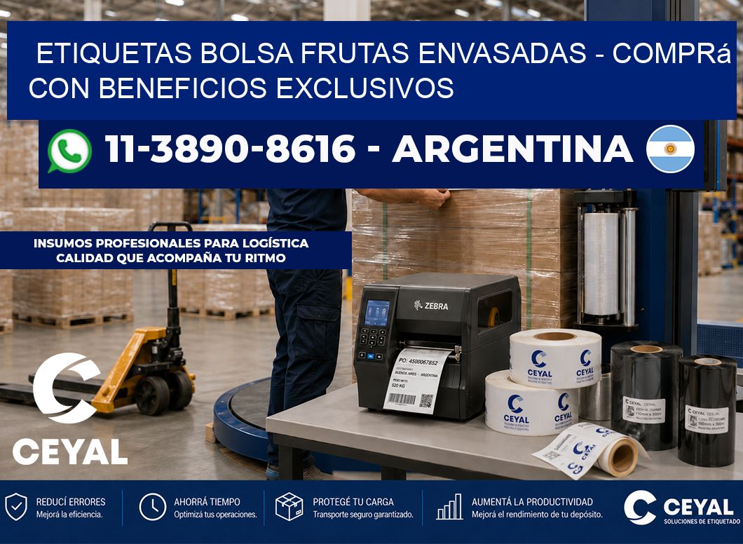 Etiquetas Bolsa frutas envasadas - Comprá con beneficios exclusivos