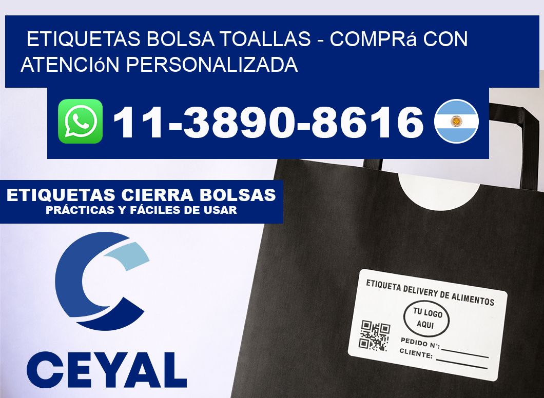 Etiquetas Bolsa toallas - Comprá con atención personalizada