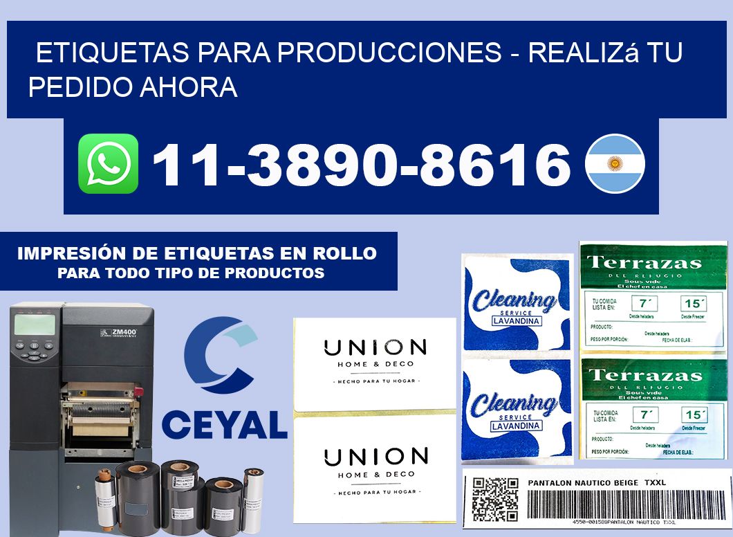 ETIQUETAS PARA PRODUCCIONES - Realizá tu pedido ahora