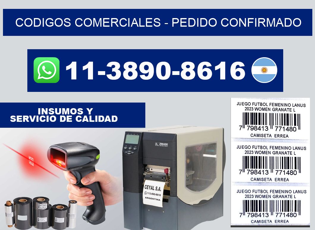 Codigos comerciales - Pedido confirmado