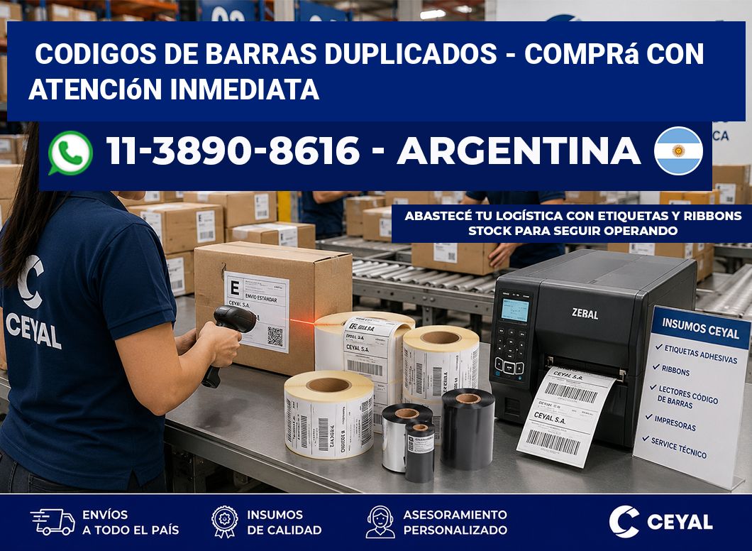 codigos de barras duplicados - Comprá con atención inmediata