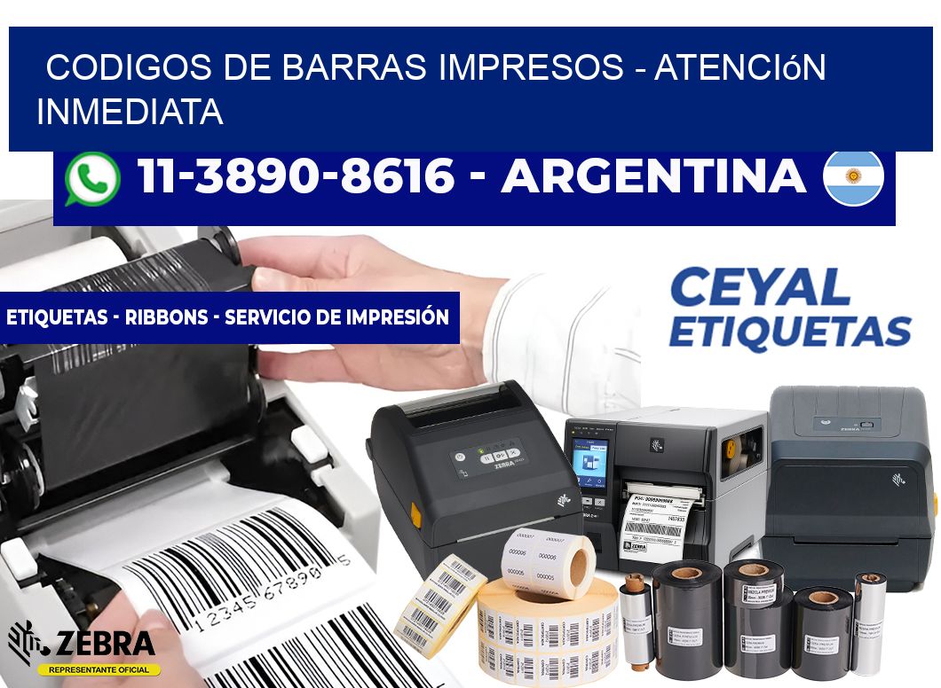 codigos de barras impresos - Atención inmediata